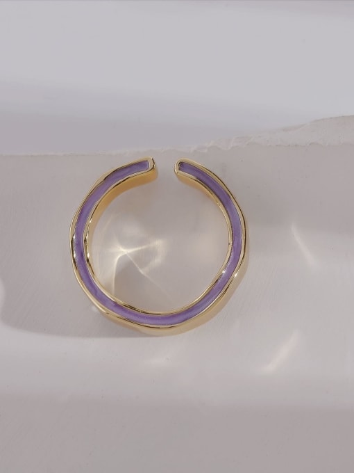 14k Gold [pearlescent purple] Brass Enamel Geometric Minimalist Band Ring